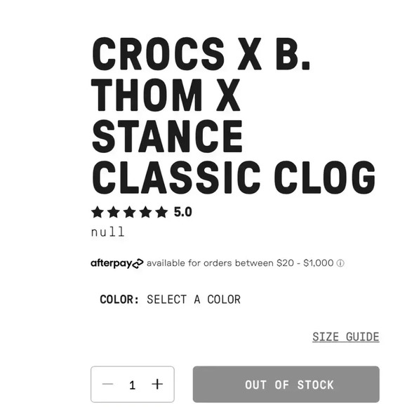Crocs X B. THOM X Stance Classic clog unisex Size W8 Or M6 - Picture 2 of 14